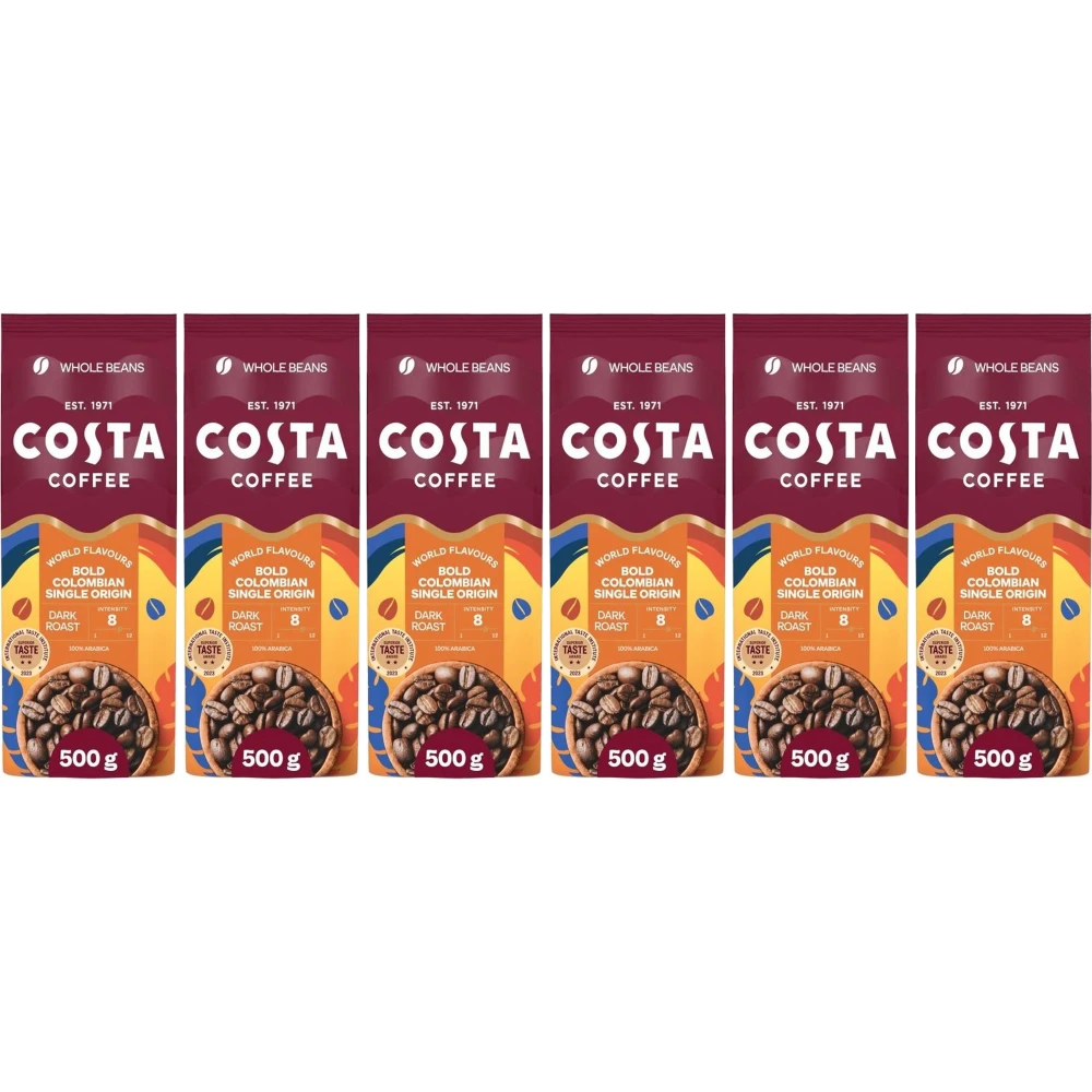 Costa Coffee Colombian Roast - Coffee Beans - 6 x 500 grams