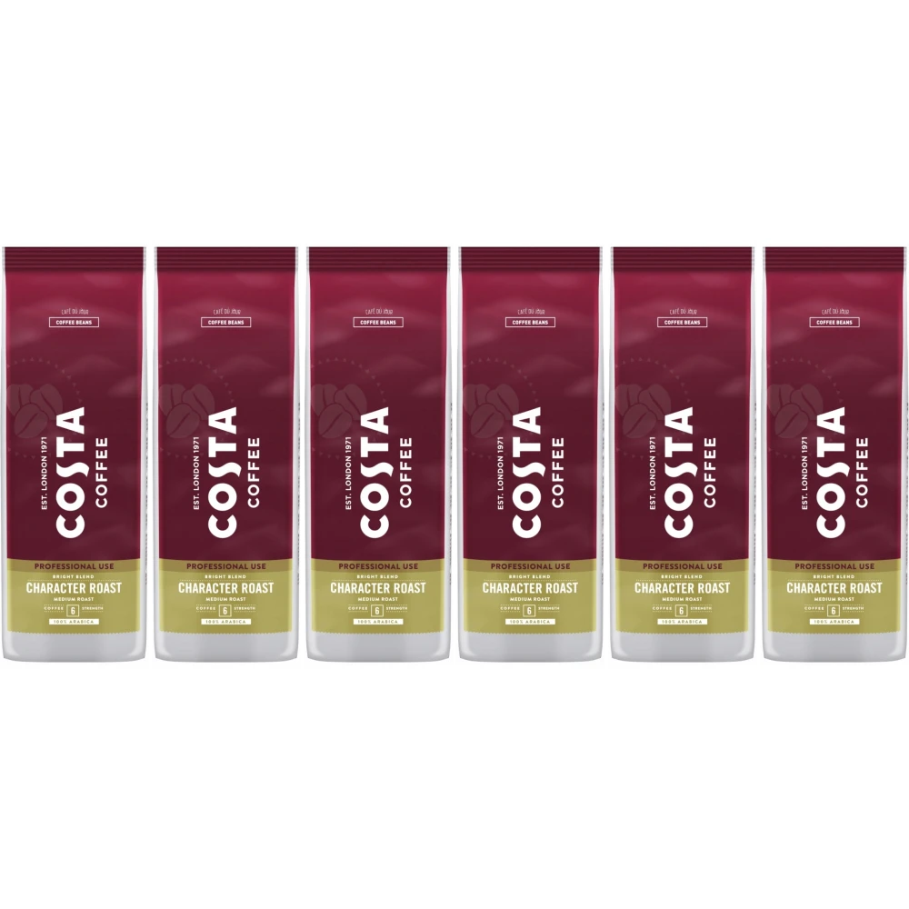 Costa Coffee Character Bright Blend Medium Roast - Coffee Beans - 6 x 1 kg