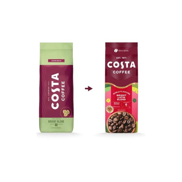 Costa Coffee Bright Blend - Coffee Beans - 1 Kilogram