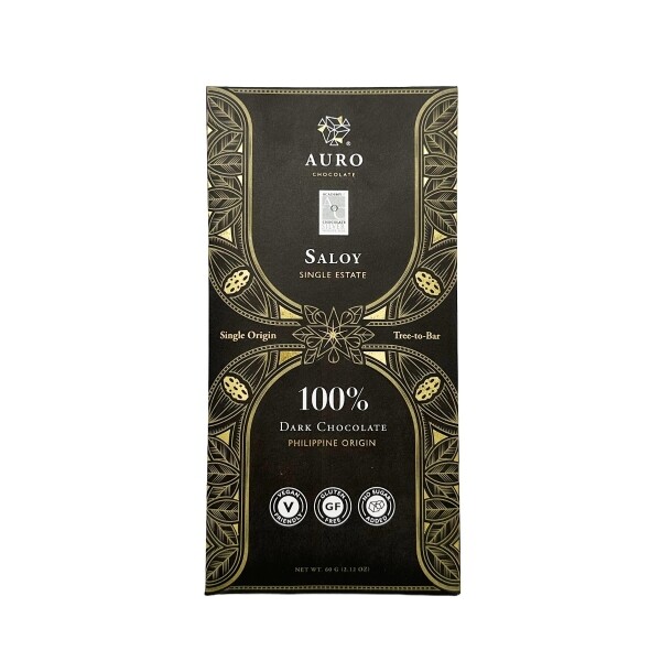 A dark chocolate bar with saloy flavour from the brand Auro