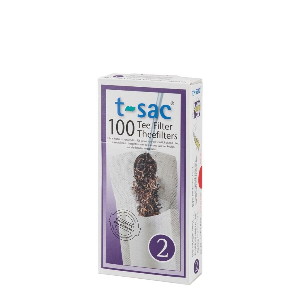 t-sac Tea Filters No. 2 - for 100 x four cups of tea