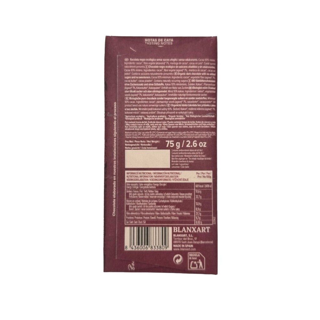 A vegan and gluten-free dark chocolate bar from Congo with 93% cocoa