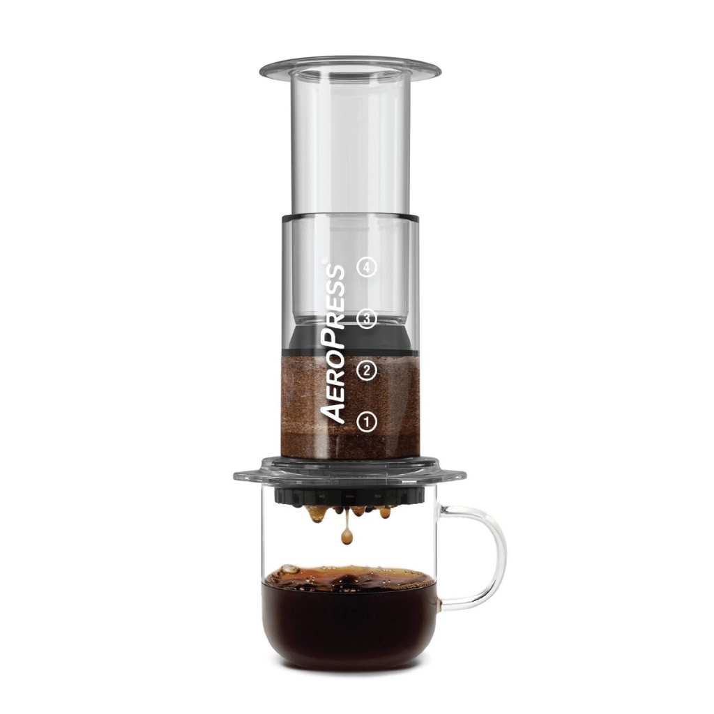 An AeroPress coffee maker