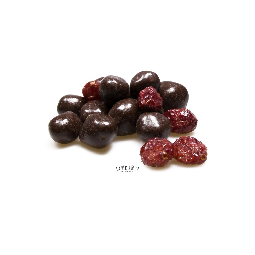 Cranberries in pure dark chocolate 250 grams