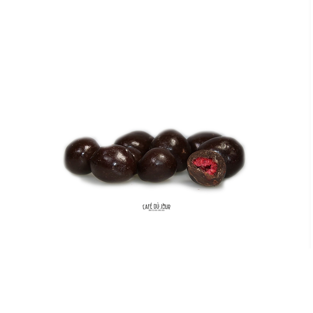 Raspberries in dark chocolate 250 grams