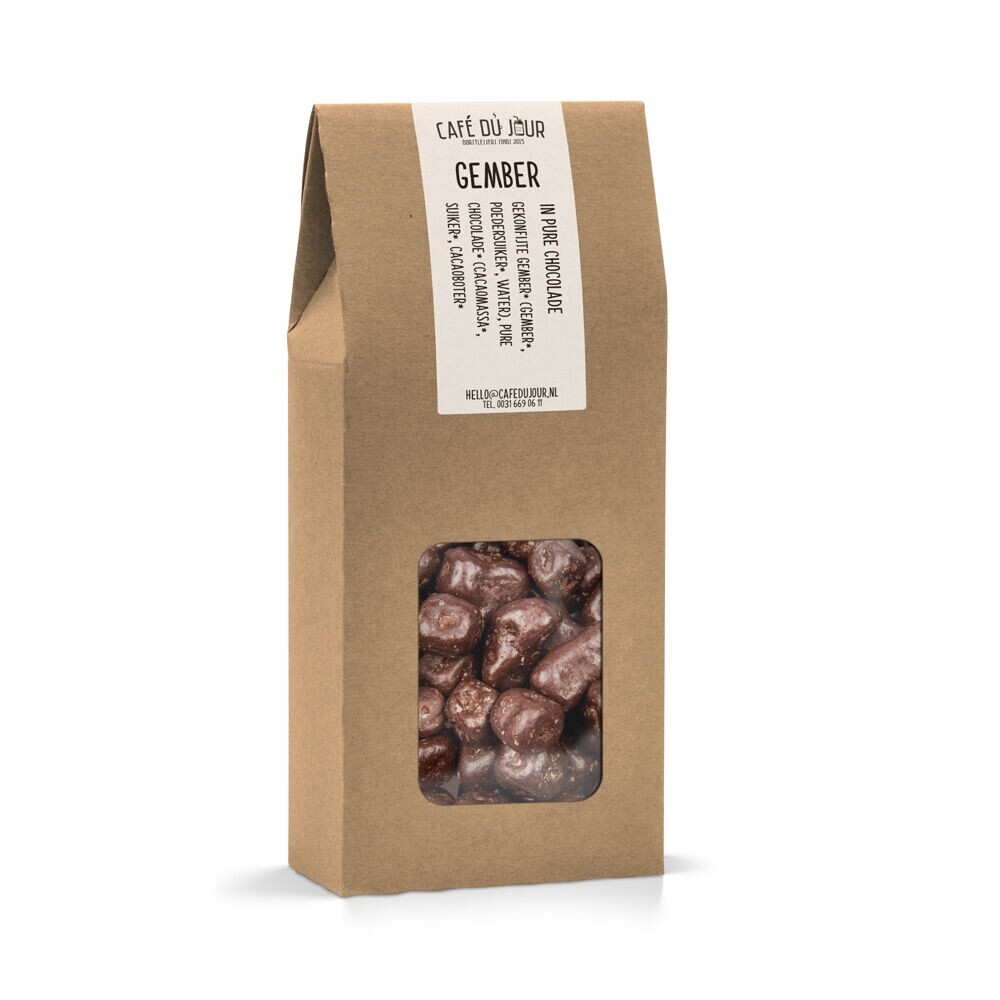 Ginger in pure dark chocolate 250 grams