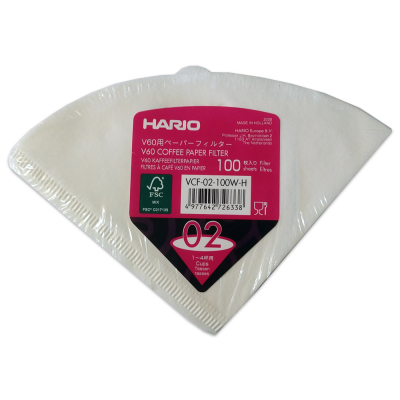 Hario Coffee filters - size 02 colour white (VCF-02-100W-H, made in the Netherlands) - 100 pieces