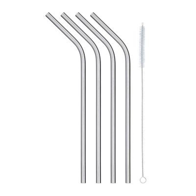 Reusable metal straws (stainless steel) 4 pieces + cleaning brush