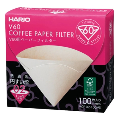 Hario V60 Coffee Filters - size 02, brown (VCF-02-100MK) in box - 100 pieces