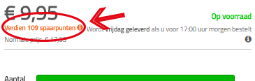 Every product shows underneath the price how many loyalty points it earns