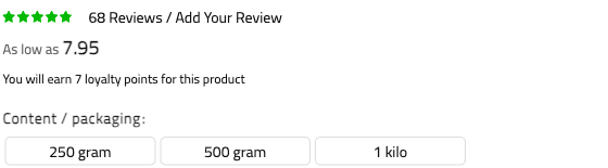 Every product shows underneath the price how many loyalty points it earns